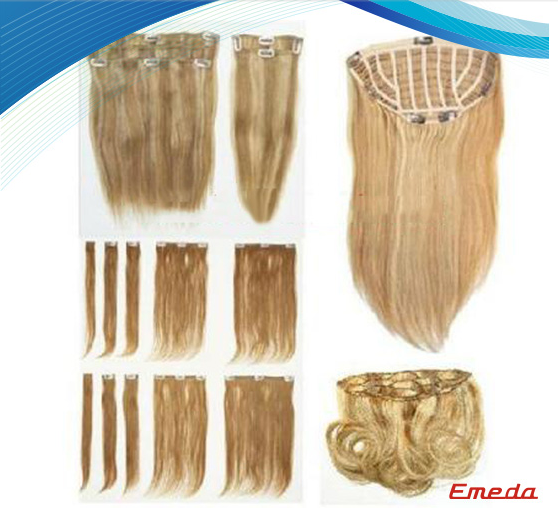 Wholesale virgin brazilian human hair wig clip in hair extensions 